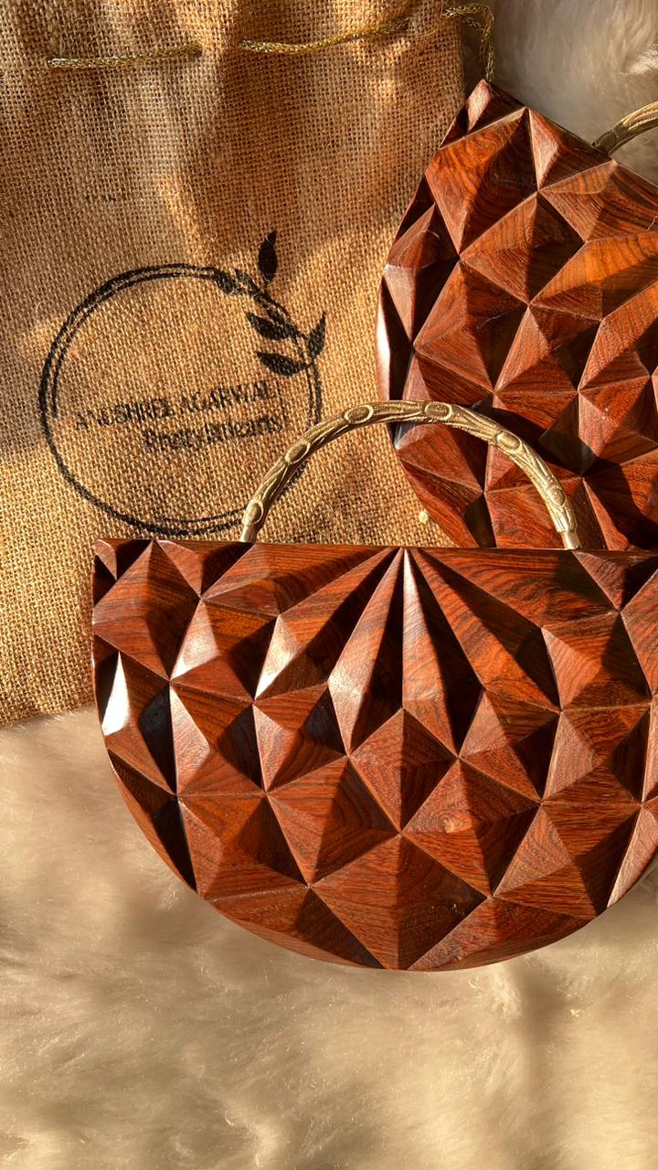 Abundance Mandala wooden clutch